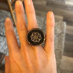 Hand painted mandala wood ring